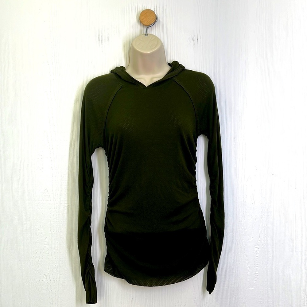 Free People - FP Movement Apollo Urban Army Green Perforated Hoodie Size Small